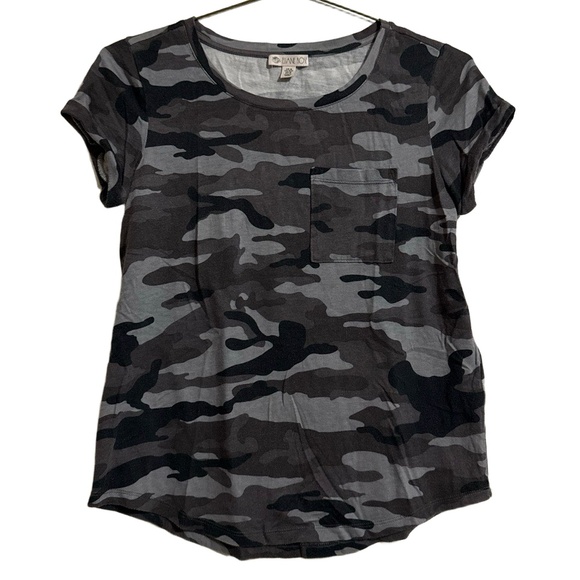 ELIANE ROSE T-Shirt Womens Medium Grey Black Camo Short Sleeve Round Neck Casual - Picture 1 of 4